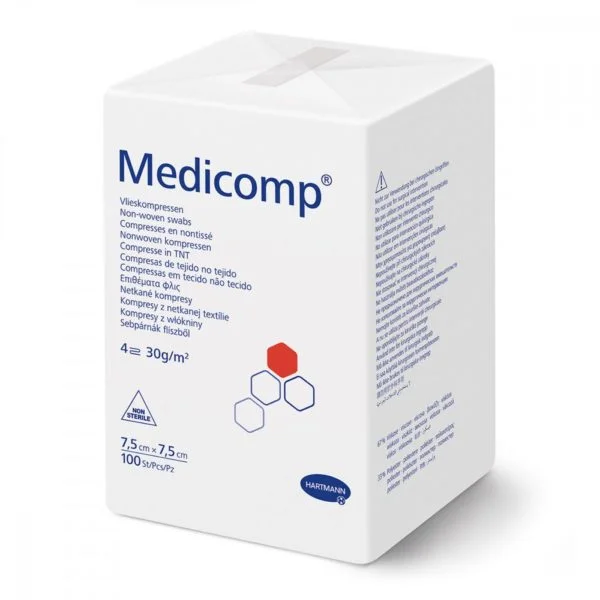 Kompresy niejałowe Medicomp 7,5x7,5cm 4W30g/100 szt.