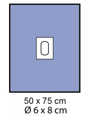 Jałowa serweta operacyjna z otworem przylepnym 50x75cm, Ø 6x8cm