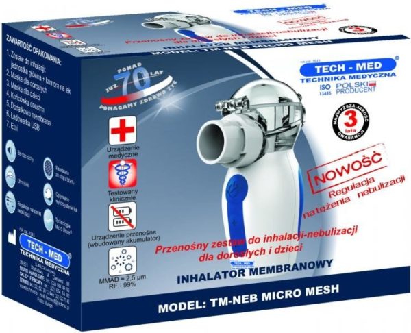 Cichy, kompaktowy inhalator membranowy TM-NEB MICRO MESH TECH-MED