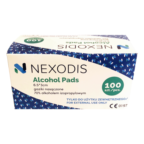 Nexodis gaziki do dezynfekcji nasączone alkoholem 100 szt. 6,5cm x 3cm