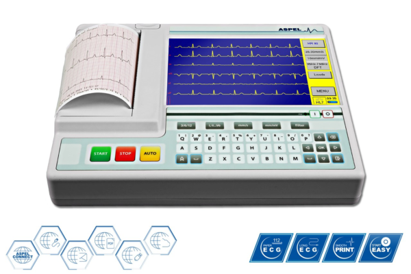 Elektrokardiograf AsCARD, model 14225 ASPEL ECG GREY v.07.205 (Aparat EKG)